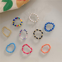 Handgemachte Perlen Ringe Kristallglas Perlen INS Koreanischer Schmuck Vintage Elastischer Fingerring Y2K Zubehör Großhandel