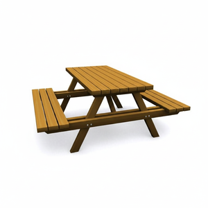 Durable Rustic Wooden Picnic <b>Table</b> 1.65m <b>Brown</b>/Green Galvanized Forest Dining <b>Table</b> Outdoor Furniture for Courtyard Hospital - Product Image 2