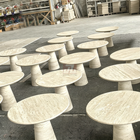 Table basse ronde en marbre naturel nordique JinZhistone, en travertin, pour salon ou chambre, meubles de maison