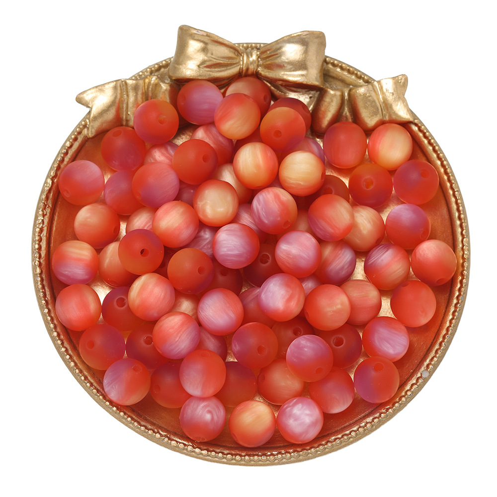 iridescent matte beads - orange-red-purple