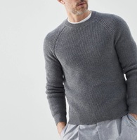 Pull ras du cou en laine premium pour homme, coupe classique, respirant, anti-boulochage, infroissable, uni, 400g, fabriqué à la machine, collection printemps