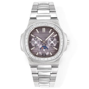Montre-bracelet de luxe haut de gamme 2026 en acier inoxydable avec lunette sertie de diamants, fonction phase de lune et date, polyvalente, décontractée et formelle, pour collectionneur - Product Image 1