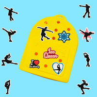 Nouveau design 2025 Breloques pour sacs et sabots en PVC personnalisées, thème patinage et ski, pour souvenirs d'anniversaire, 2,5-3,5 cm