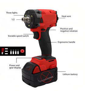 Mil Professional 18V 300N.M 无绳冲击扳手，用于汽车和卡车维修，大扭矩 1/2 英寸无刷 Wauke 电动扳手 - Product Image 2