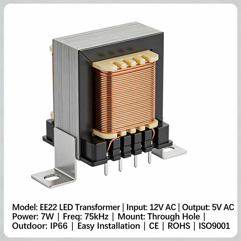 Transformador LED EE22 Entrada 12 V CA Salida 5 V CA 7 W