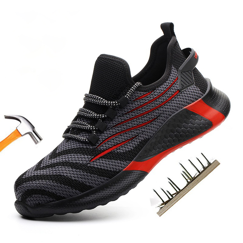 Дышащая дезодорирующая летняя повседневная спортивная легкая мужская защитная обувь со стальным носком, рабочие ботинки