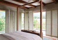 Volets en bois PVC blancs de 89 mm, style Louvre, provenant de Chine