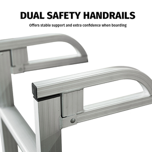 Escalera Plegable de 4 Peldaños para Bote Pontón HOMFUL, Escalera de Embarque de Aluminio con Barandillas Dobles, Carga Máxima de 300 LBS, Montaje en Cubierta que Ahorra Espacio - Product Image 4