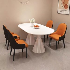 <span class=keywords><strong>Tavolo</strong></span> <span class=keywords><strong>da</strong></span> Pranzo in Pietra Sinterizzata Stile Minimalista Crema con Sedie per Piccoli Appartamenti - Product Image 4