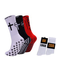 Chaussettes de sport populaires pour hommes - Chaussettes de football tricotées respirantes antidérapantes avec design de revers et de semelle, chaussettes de sport longues