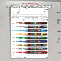 Marqueur de peinture à pointe plate en plastique UNI POSCA, encre acrylique permanente 0,7 mm, 8 couleurs, surligneur blanc effaçable pour tissu, commande en gros