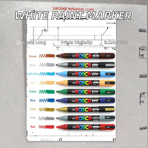 Marcadores de Pintura de Punta Plana UNI <span class=keywords><strong>POSCA</strong></span>, Tinta Acrílica Permanente de 0.7mm, 8 Colores, Marcador Blanco Borrable para Tela, Pedido al por Mayor - Product Image 2