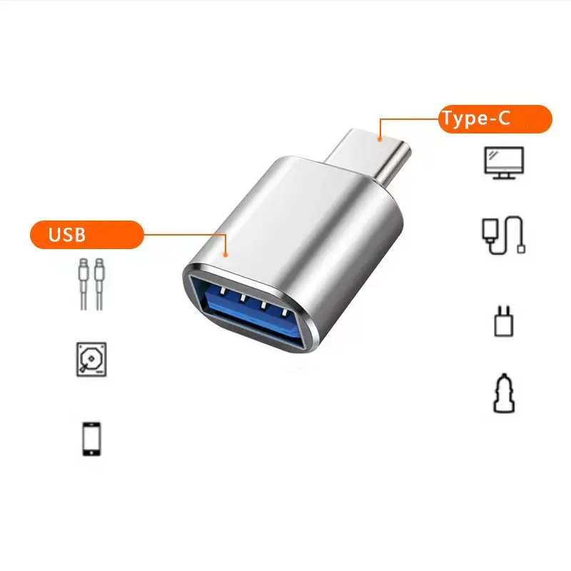 Jasoz OTG Zinc Alloy OEM Logo USB3.0 Type C USB Cable Adapter Connector USB C Male To A Female OTG Adapter Mini Wholesales