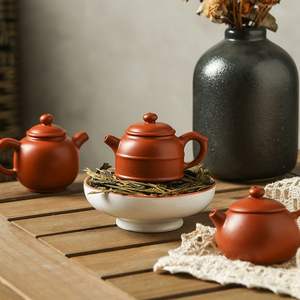 Super Mini théière en argile violette de haute qualité avec poignée en céramique <span class=keywords><strong>et</strong></span> ornements mignons pour animaux de compagnie pour les voyages ou les cérémonies de thé/café - Product Image 3