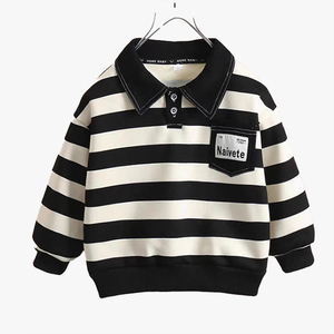 Sweat-shirt rayé pour garçons, nouvelle collection printemps-automne 2026, style élégant, vêtements décontractés pour bébés, haut polo pour enfants printemps-automne - Product Image 1
