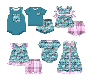 女婴夏季鱼套装碎花搭配服装批发精品套装儿童短袖粉色衣服