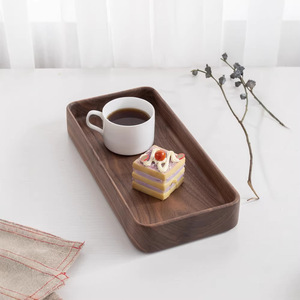 Ensemble de plateaux de service en bois de noyer noir, ronds et carrés, profonds, pour collations, fruits, bonbons, usage domestique - Product Image 2