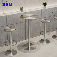 Ensemble table haute et chaises de style industriel moderne en acier inoxydable SEM pour cafés et salons de desserts – Tabourets hauts populaires