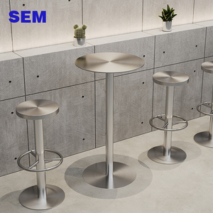 Ensemble <span class=keywords><strong>table</strong></span> haute et chaises de style industriel moderne en acier inoxydable SEM pour cafés et salons de desserts – Tabourets hauts populaires - Product Image 5
