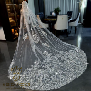 QUEENSGOWN Velo da Sposa Lungo di Lusso Personalizzato con Cristalli, Alta Qualità per Spose - Product Image 3