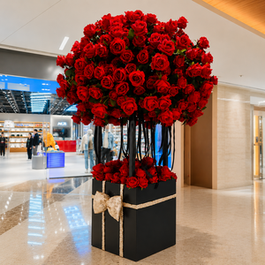 Grande Composizione Floreale Artificiale di <span class=keywords><strong>Rose</strong></span> per Pavimento, Realizzata a Mano in PU con Supporto in Ferro, Decorazione Realistica di Lusso per Matrimoni e Hotel - Product Image 1
