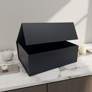 Cajas Rígidas de Regalo de Cartón Negro Magnéticas Plegables Personalizadas para Productos Cosméticos de Cuidado de la Piel de Lujo con Envoltura de <span class=keywords><strong>Rafia</strong></span> - Product Image 4