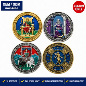 Moneda de Tarot Personalizada con Relieve 3D, Moneda de Desafío de Aleación de Zinc, Diseño Gratuito, Moneda Conmemorativa de Constelación Sol-Luna, Moneda de Premio - Product Image 1