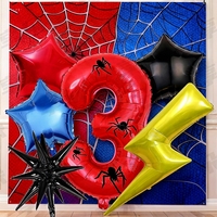 Ensemble de 6 ballons en feuille d'aluminium numérotés rouges à motif d'araignée pour fête à thème, anniversaire, Halloween