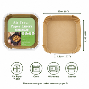 Fogli di Carta Antiaderente Quadrati <span class=keywords><strong>XL</strong></span> da 23 cm per <span class=keywords><strong>Friggitrice</strong></span> <span class=keywords><strong>ad</strong></span> <span class=keywords><strong>Aria</strong></span> - Certificati FDA, Direttamente dalla Fabbrica, per Friggitrici <span class=keywords><strong>ad</strong></span> <span class=keywords><strong>Aria</strong></span> da 7-9 QT - Vendita all'Ingrosso - Product Image 2