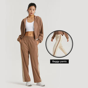 CK1513 Promover Pantalon de yoga à jambes larges pour femmes Pantalon de survêtement évasé confortable avec poches Pantalon extensible taille haute - Product Image 3