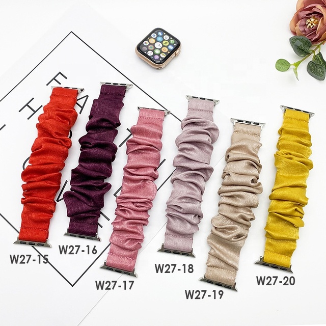 Stain Scrunchie Strap Iwatch Band 40mm 44mm 41mm 45mm Galaxy Watch 20mm Plush Woven Classic Elastic Nylon Loop Bracelet