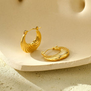 2025 New Fine Jewelry <b>Gold</b> Stainless Steel European and American Style Non Tarnish Hoops Women's <b>Earrings</b> <b>Set</b> Wholesale - Product Image 5