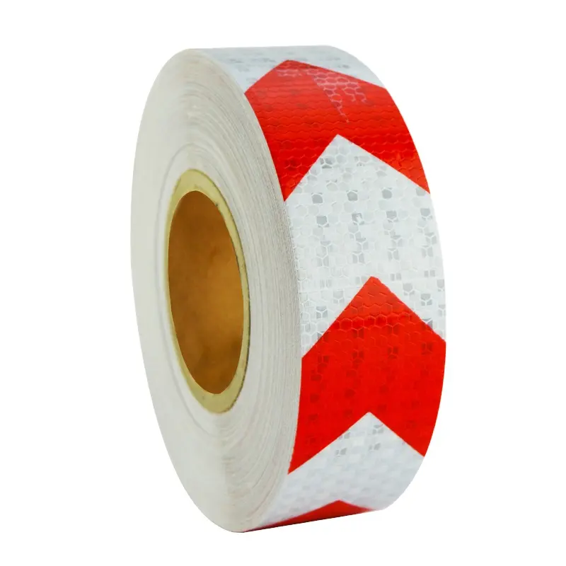 Wholesale Lure White And Red 100%Pe 15 Meter Warning - Arrow Stripe Reflective Tape Pink