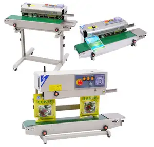 Automatic Continuous Vertical Bag Band Sealer With Date Steel Printing Printer Horizontal PVC Plastic Bag Sealing Coding Machine