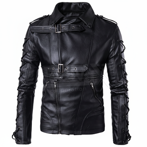 2024 nuevo estilo de chaqueta de motocicleta de cuero de vaca genuino para hombre, ropa de motorista de moda delgada, cuello con capucha, talla XL, protección de invierno - Product Image 1