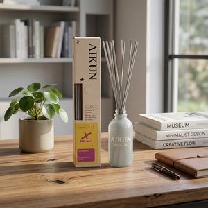 Aikun Private Label Custom Glass Bottle Minimalist Packaging IP12 Formula Wild Fig Fragrance 100ml <b>Reed</b> <b>Diffuser</b> <b>For</b> Office Desk - Product Image 1