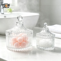 Pot à bonbons en verre de style européen avec couvercle, pot de rangement pour cuisine, idéal comme support pour cotons-tiges ou pot à bonbons.