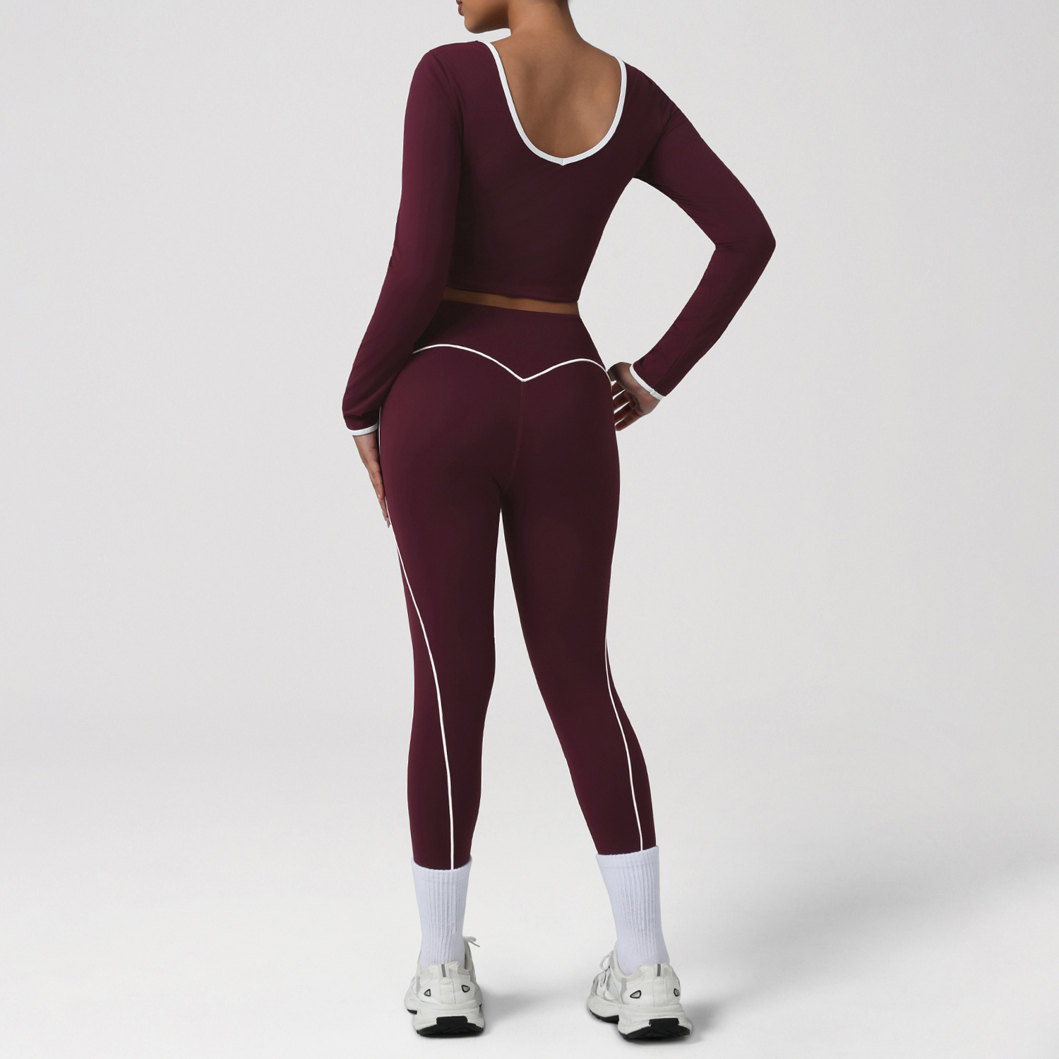 Autumn Long Sleeve Yoga Wear Sets Breathable High Elastic Tight Workout Leggings Yoga Pants Two-piece Gym Yoga Sports Set