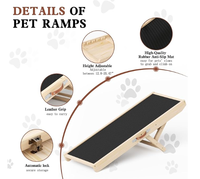 Rampe pour chien pour canapé, rampes en bois pour animaux de compagnie de 39,37 pouces de long, rampes pliables réglables de 12 à 20,47 pouces avec tapis en caoutchouc antidérapant, escaliers pour chiens