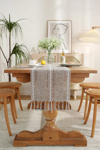 Camino de Mesa de Macramé de Lino Estilo Rústico Moderno Hecho a Mano Ecológico para Uso en el Hogar Banquete de Boda - Product Image 3