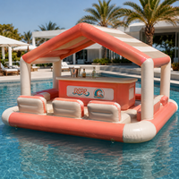 Bar flottant gonflable personnalisé OEM pour fête au bord de la piscine avec auvent en PVC, logo personnalisé d'usine, faible MOQ, vente en gros, approvisionnement direct