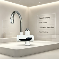 Robinet d'eau électrique à chauffage instantané en plastique, bec pivotant chromé, commande manuelle, affichage LED, pour extérieur, hôtel, voiture
