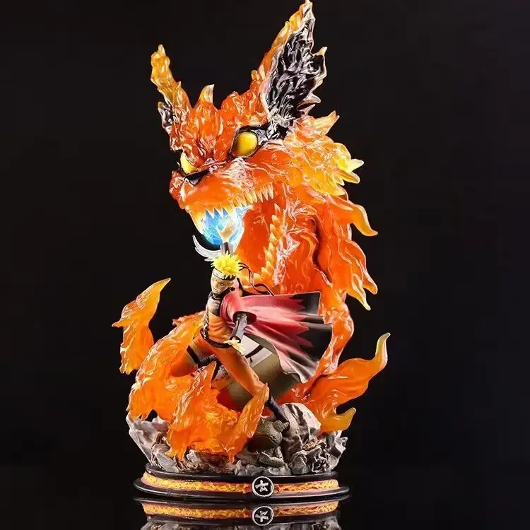 40Cm Anime Groothandel Narutos Ninja Resonantie Serie Vortex Narutos Negen Lama 'S Onsterfelijke Modus Dubbelkoppige Sculptuur Model