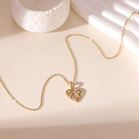 Joyería de acero inoxidable chapada en oro de 18K, collares con colgante de corazón en blanco abierto con alas de Ángel de circón a la moda para mujer