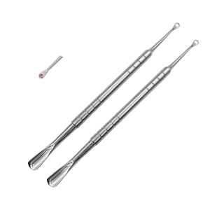 ที่ดันหนังกำพร้าทำเล็บสแตนเลสแบบสองหัว ใช้ซ้ำได้ สำหรับร้านทำเล็บ ขายส่งจากโรงงาน - Product Image 1