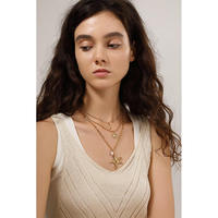 Colliers pendentifs imperméables en acier inoxydable plaqué or 18 carats avec étoile de mer, coquillage et perle, bijoux de plage, vente en gros, OEM