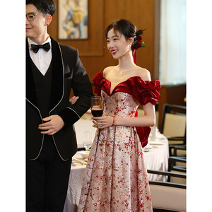 <span class=keywords><strong>Vestido</strong></span> de <span class=keywords><strong>Novia</strong></span> Casual de Alta Gama para Otoño, con Hombros Descubiertos, Estilo Toast, para Boda o Compromiso - Product Image 3