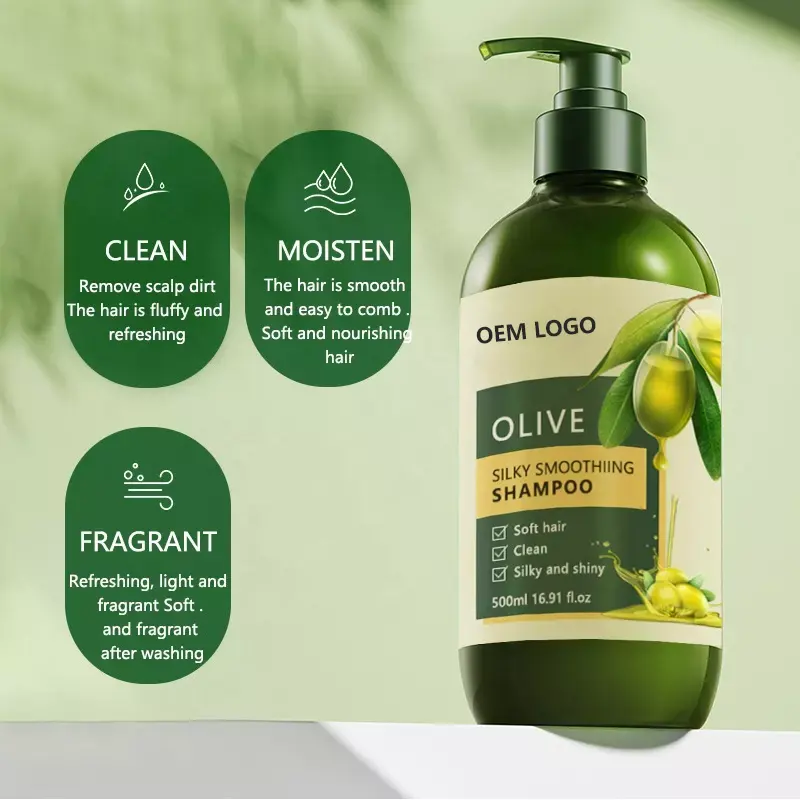 Ensemble de shampooing et d'après-shampoing à l'huile d'olive Pure, plante naturelle, pour cheveux soyeux et brillants, pour femmes, usage domestique