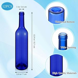Botella de Vidrio Sostenible de 750 ml para Vino con Serigrafía, Fondo Plano, Acabado de Corcho, Caja de 12 Unidades, Azul Cobalto para Tequila - Product Image 2