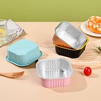 Moule à Cupcakes Barquette de Cuisson 300 ml 10 oz Carrée, Conteneurs en Feuille d'Aluminium pour Pain, Mini Moules à Pain Jetables en Aluminium avec Couvercle en Plastique